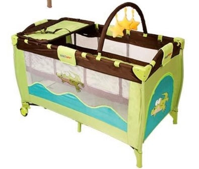 Travel Cot - 120 x 60 / Infantastic (2 in 1) Green-Brown